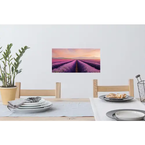 Lavendelveld - Zonsondergang - Paars - Bloemen Muursticker klein -eettafel