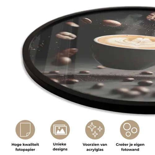 Cappuccino - Kop - Bonen - Bruin Fotolijst rond zonder passe partout klein -closeup_NL
