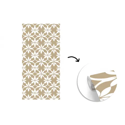 Bloemen - Patroon - Beige fotobehang vinyl groot 64 -3d
