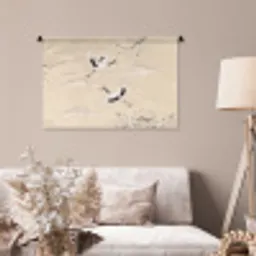 Kraanvogels - Bloesem - Beige Wandkleed katoen middel -sfeer4
