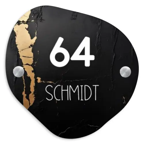 Zwart goud structuur - Modern Naambord Organisch middel -3d