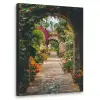 Doorkijk - Bloemen - Poort - Stenen Textielframe zwart klein -3d