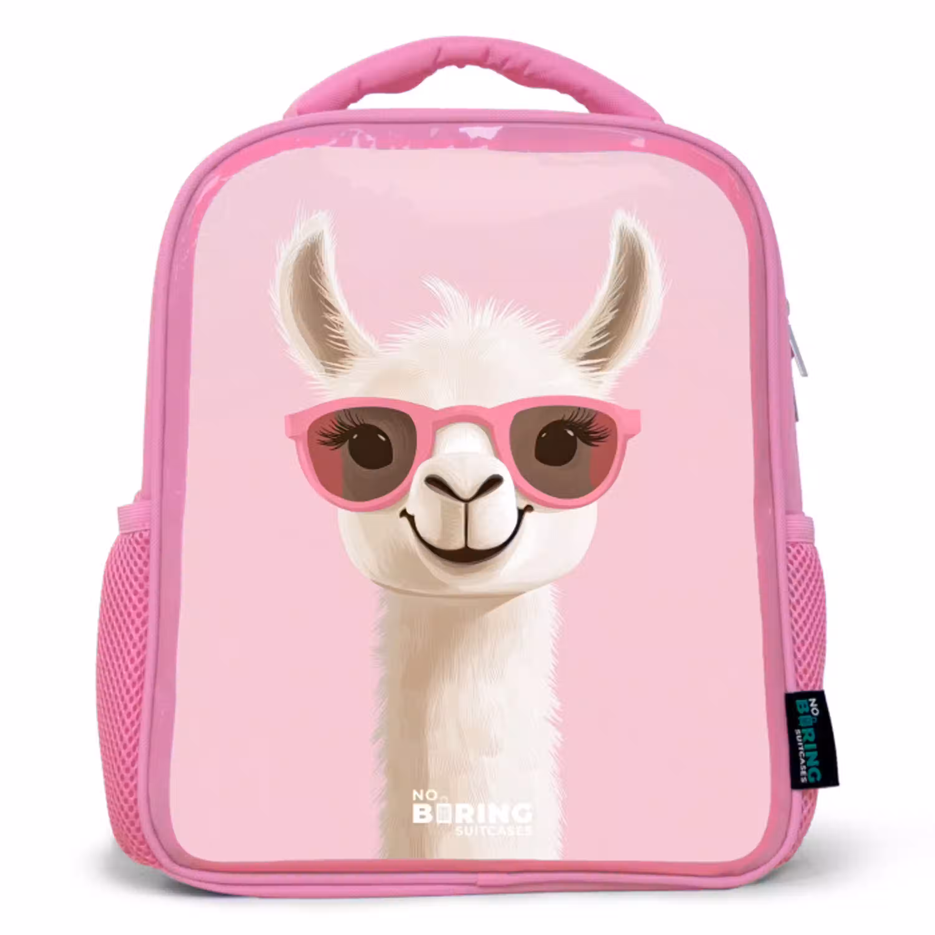 Lama - Wit - Zonnebril - Wimpers Kinderrugzak - Roze middel -3d