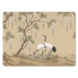 Kraanvogels - Water - Beige muismat rubber klein -3d