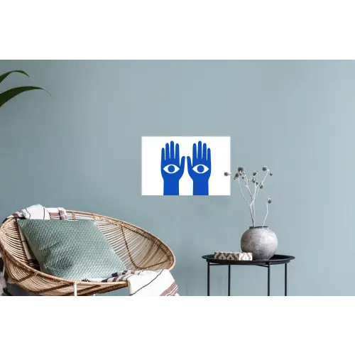 Handen - Twee - Ogen - Blauw Muursticker klein -plant