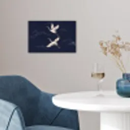 Kraanvogels - Nachthemel - Blauw poster papier klein -sfeer3