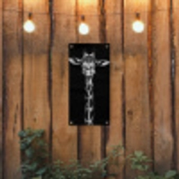 Zwart-wit portret van een giraffe tuinposter los doek klein -sfeer1