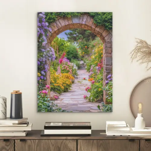 Doorkijk - Bloemen - Pad - Natuur PET vilt klein -sfeer1