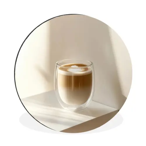 Mok - Latte - Minimalistisch - Schaduw Wandcirkel aluminium klein -3d
