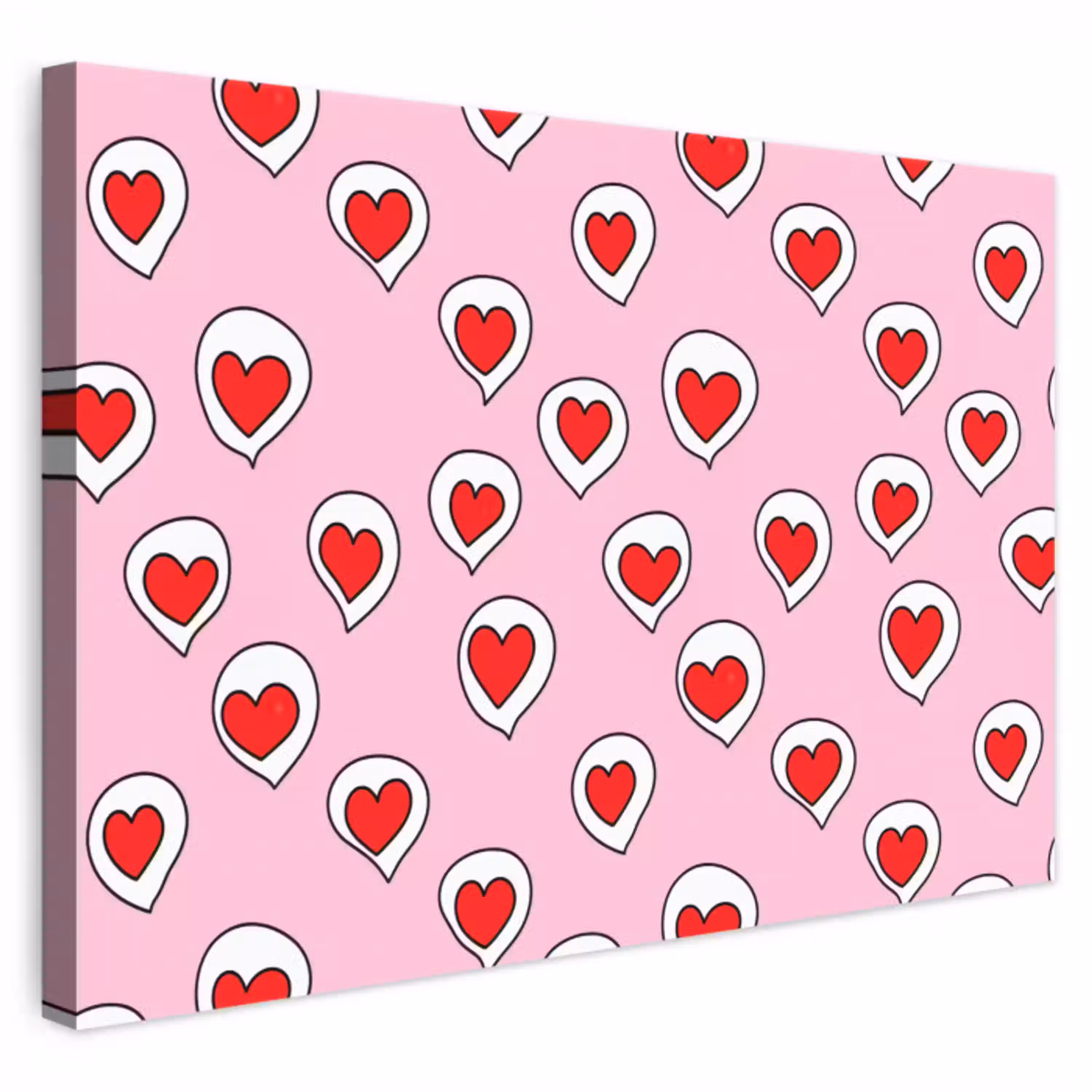Hartjes - Patroon - Rood canvas 2cm klein 34 -3d