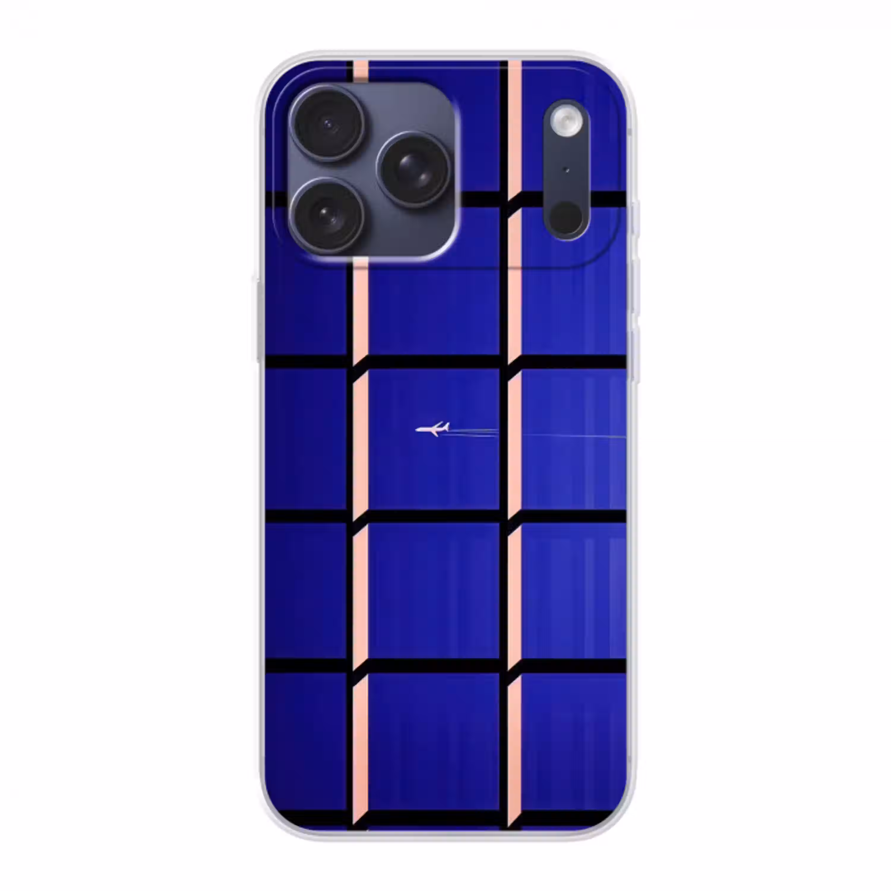 Vliegtuig - Ruiten - Blauw - Rechthoekig Telefoonhoesje iPhone 17 Pro Max klein -3d