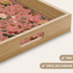 Klassiek - Botanisch - Roze Dienblad Rechthoek middel 911 -USP_HandgreepES