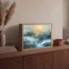 Abstract - Landschap - Bergen - Blauw - Modern Light Box met batterij (Wandlamp) middel -sfeer2