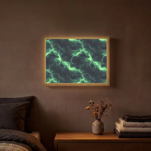 Groen - Bliksem - Storm Light Box met batterij (Wandlamp) middel 907 -sfeer4