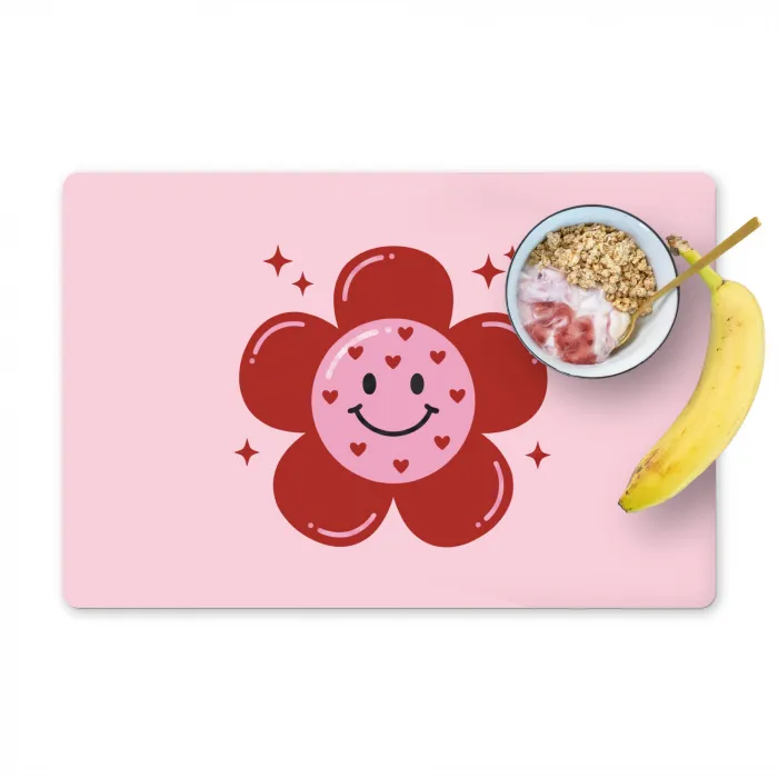 Bloem - Roze - Hartjes Placemat vinyl groot -zzzproduct_Kitchenyeah-website