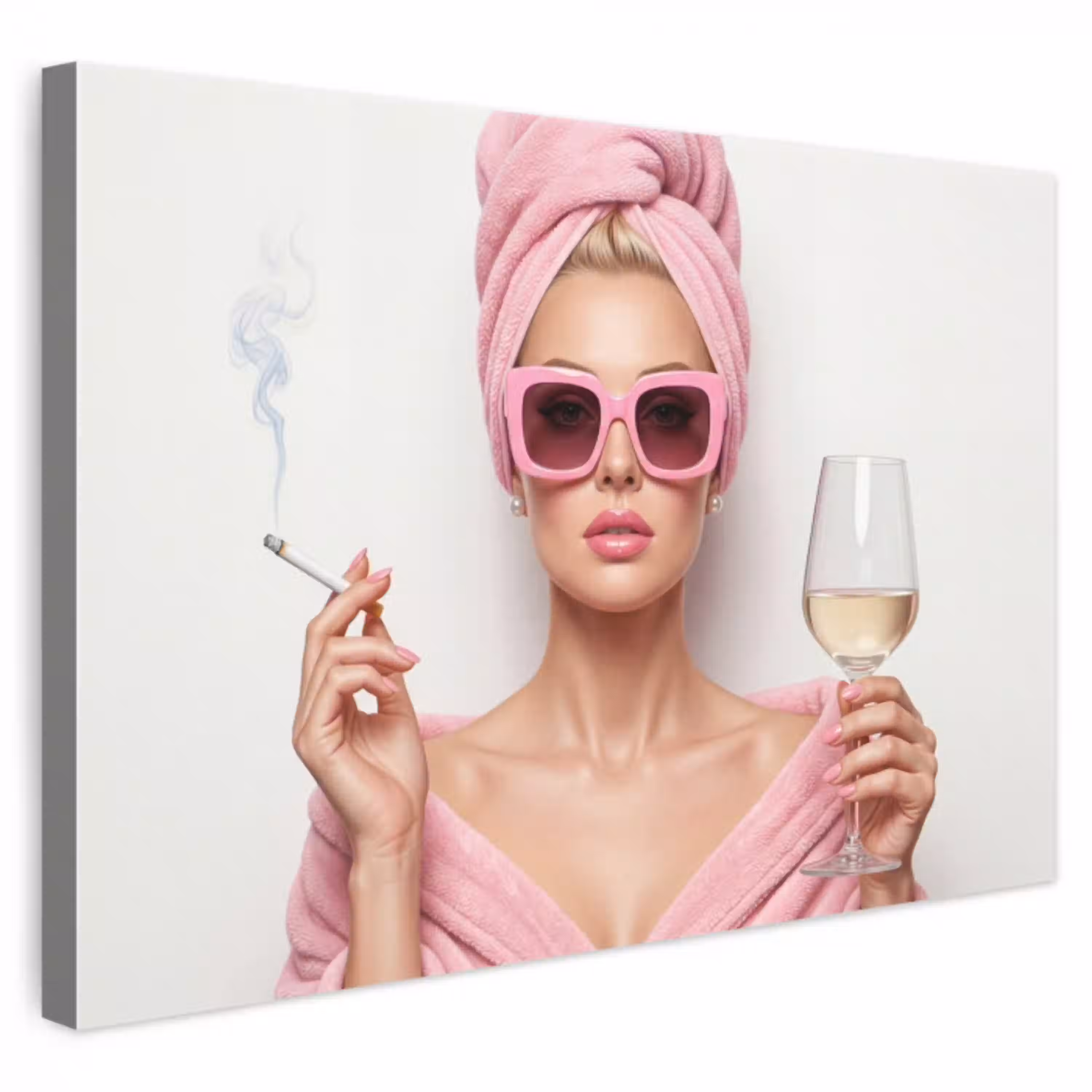 Vrouw - Roze - Wijn - Zonnebril canvas 2cm klein -3d