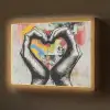 Handen - Hart - Street art - Graffiti Light Box met batterij (Wandlamp) middel -z3d_website