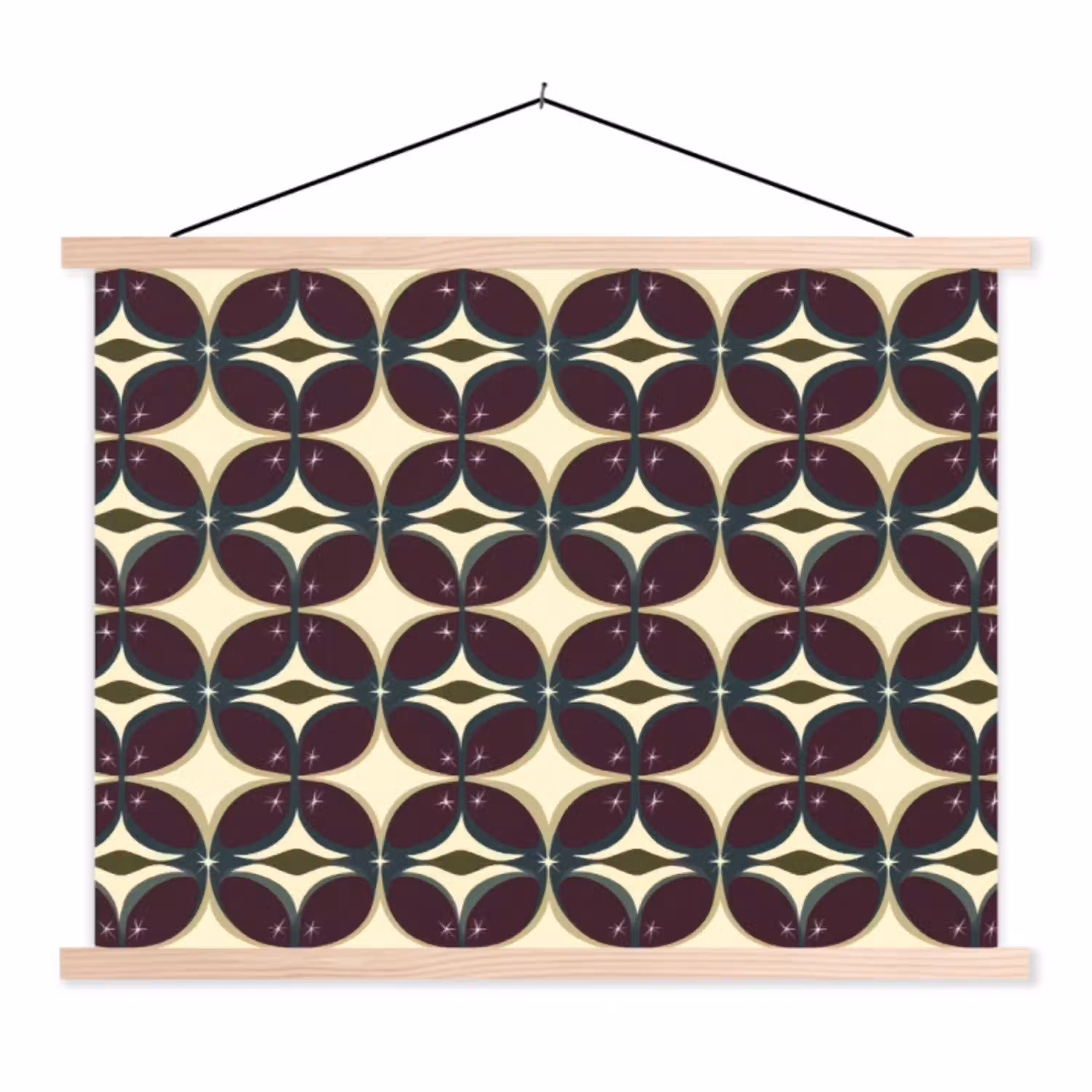 Cirkel - Retro - Kleurrijk textielposter latten blank klein 122 -3d