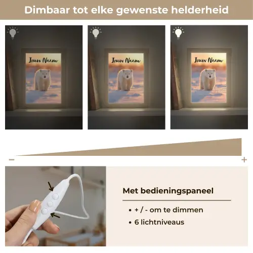 Ijsbeer - Sneeuw - Zonsopgang Light Box met kabel (Kinderlampje) klein -USP_dimbaarNL