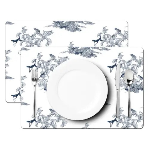 Aap - Palmboom - Blauw Placemat vinyl groot 368 -zzsfeer2_Kitchenyeah-website