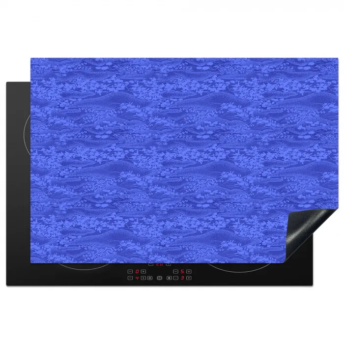 Blauw - Patroon - Heuvels - Bloemen Inductie beschermer vinyl 3mm klein 276 -3d