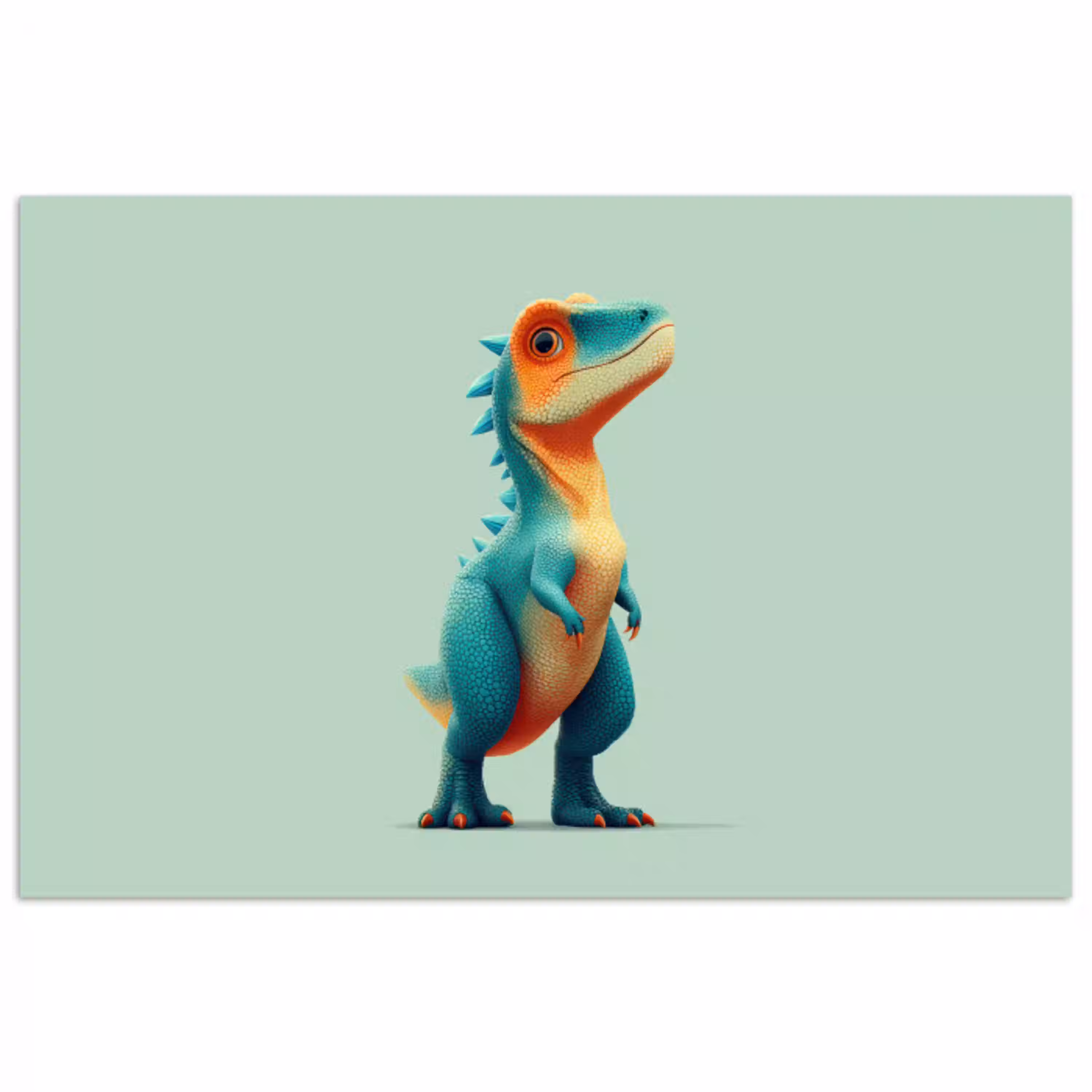 Cartoon - Dino - Oranje - Stekels poster papier klein -3d