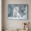 Wolf - Pup - Sneeuw Textielframe zwart klein -sfeer2