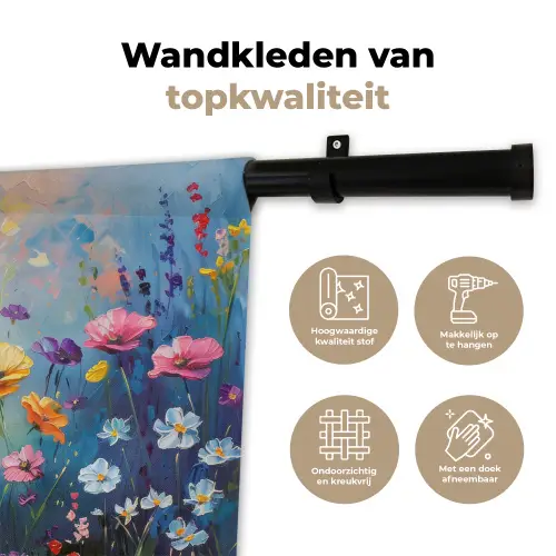 Bloemen - Natuur - Waterverf - Kunst Wandkleed katoen klein -sfeer2