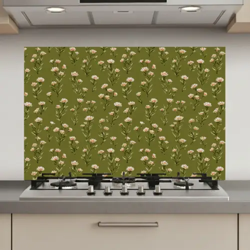 Landelijk - Bloemen -  Groen keuken achterwand spatscherm klein 900 -3d_website