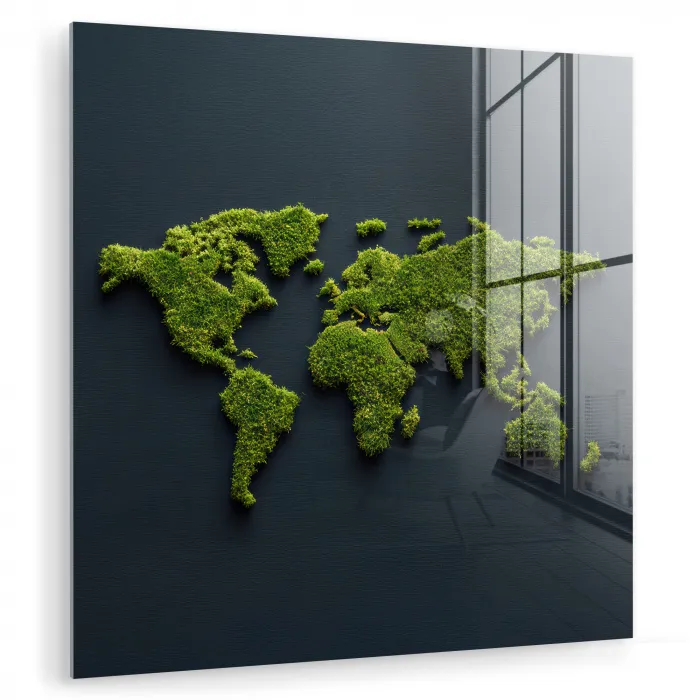 Wereldkaart - Mos -Levendig effect plexiglas 5mm klein -zzzproduct_nieuw