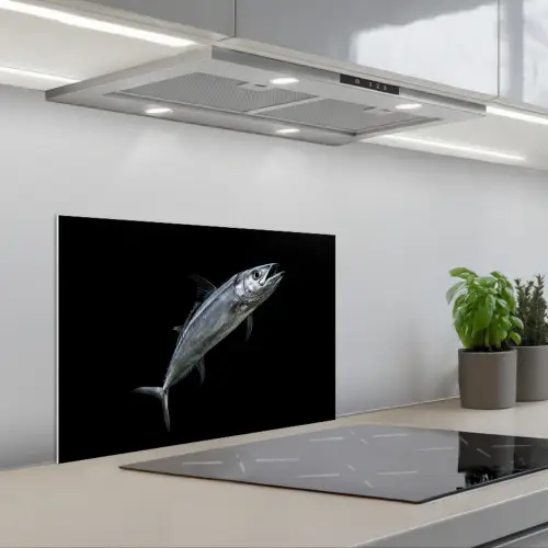 Makreel - Vis - Zwart keuken achterwand spatscherm klein -3d_schuin