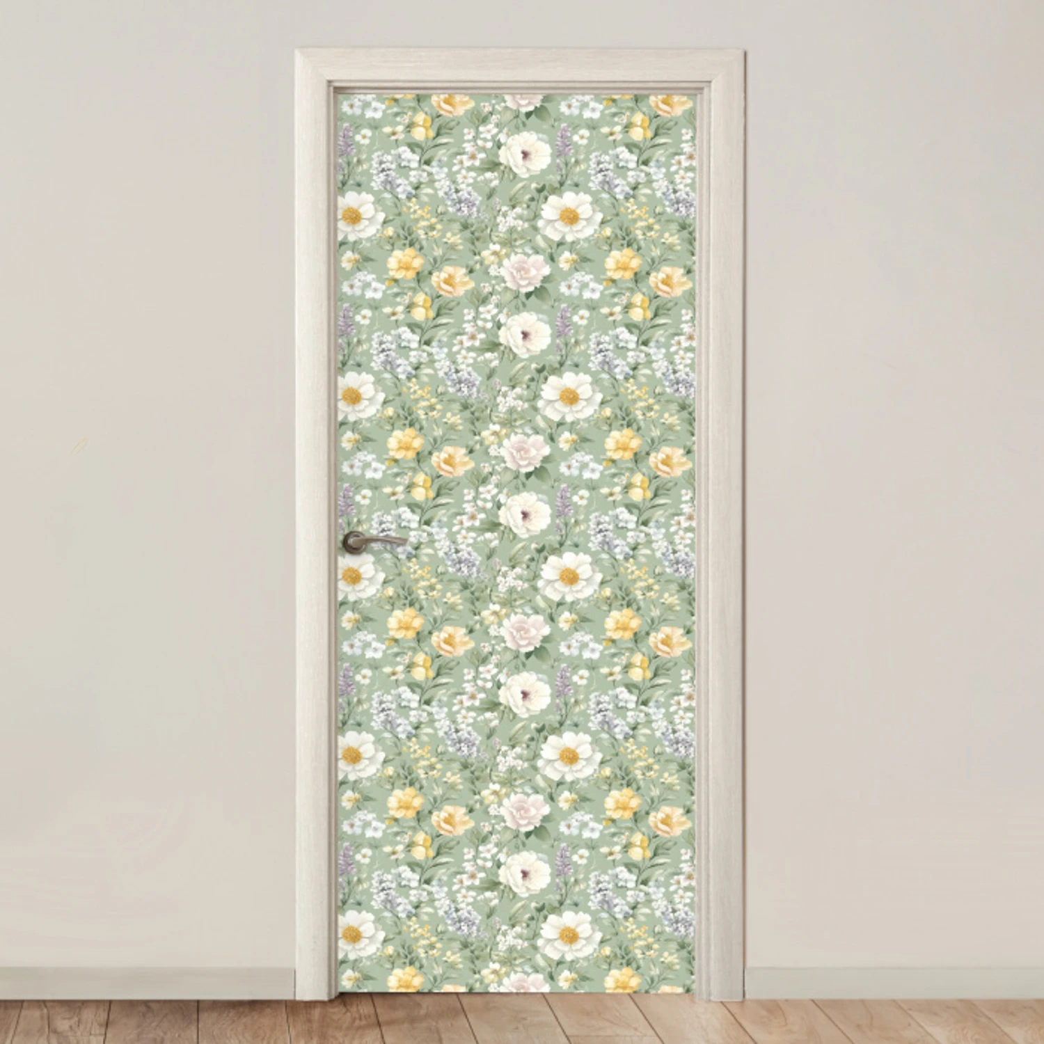 Klassiek - Bloemenpatroon - Kleurrijk deurposter klein 289 -3d_beige