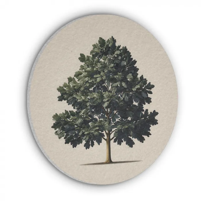 Eikenboom - Schaduw - Egaal Akoestische PET Vilt - Rond klein -3d