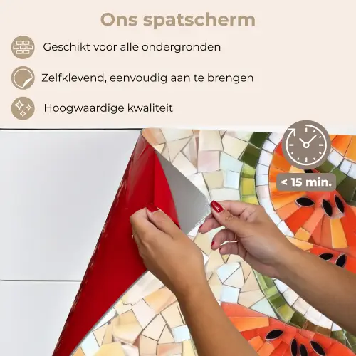 Mozaïek - Watermeloen - Rood - Pitten keuken achterwand spatscherm klein -spatscherm_NL