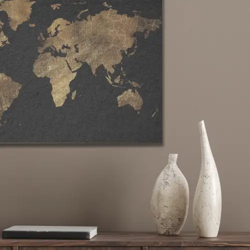 Wereldkaart - Goud - Luxe - Aarde - Zwart PET vilt klein -sfeer6_closeup