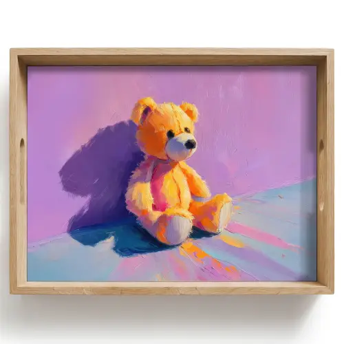Teddybeer - Schaduw - Penseelstreken - Paars Dienblad Rechthoek middel -z3d_shopping
