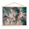 Goud - Blauw - Marmer textielposter latten blank klein -3d
