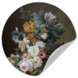 Stilleven met bloemen - Schilderij van Eelke Jelles Eelkema Wandcirkel behangsticker klein -3d