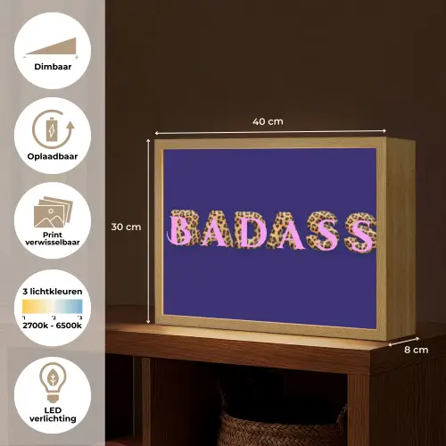 Badass - Panterpint - Schaduw - Roze Light Box met batterij (Wandlamp) middel -USP_websiteoverzichtNL