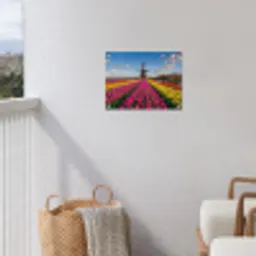 Tulpen - Holland - Molen - Kleurrijk tuinposter los doek klein -sfeer8