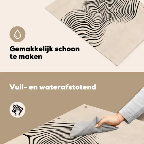 Lijnen - Abstract - Golvend - Zwart Inductie beschemer met haakjes klein -ky-schoon-nl