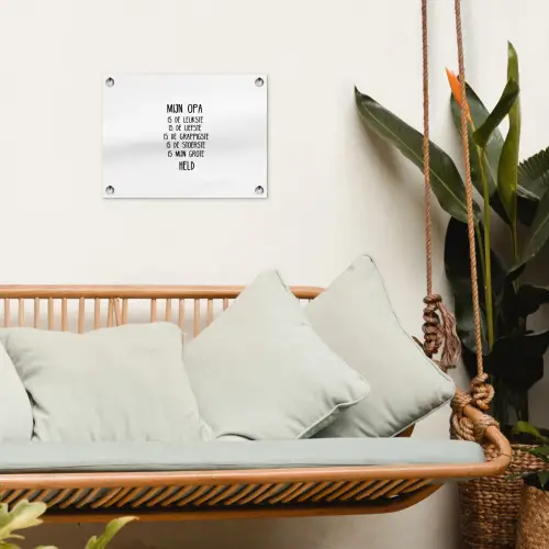 Quotes - Mijn opa is mijn grote held - Spreuken - Opa tuinposter los doek klein -sfeer7