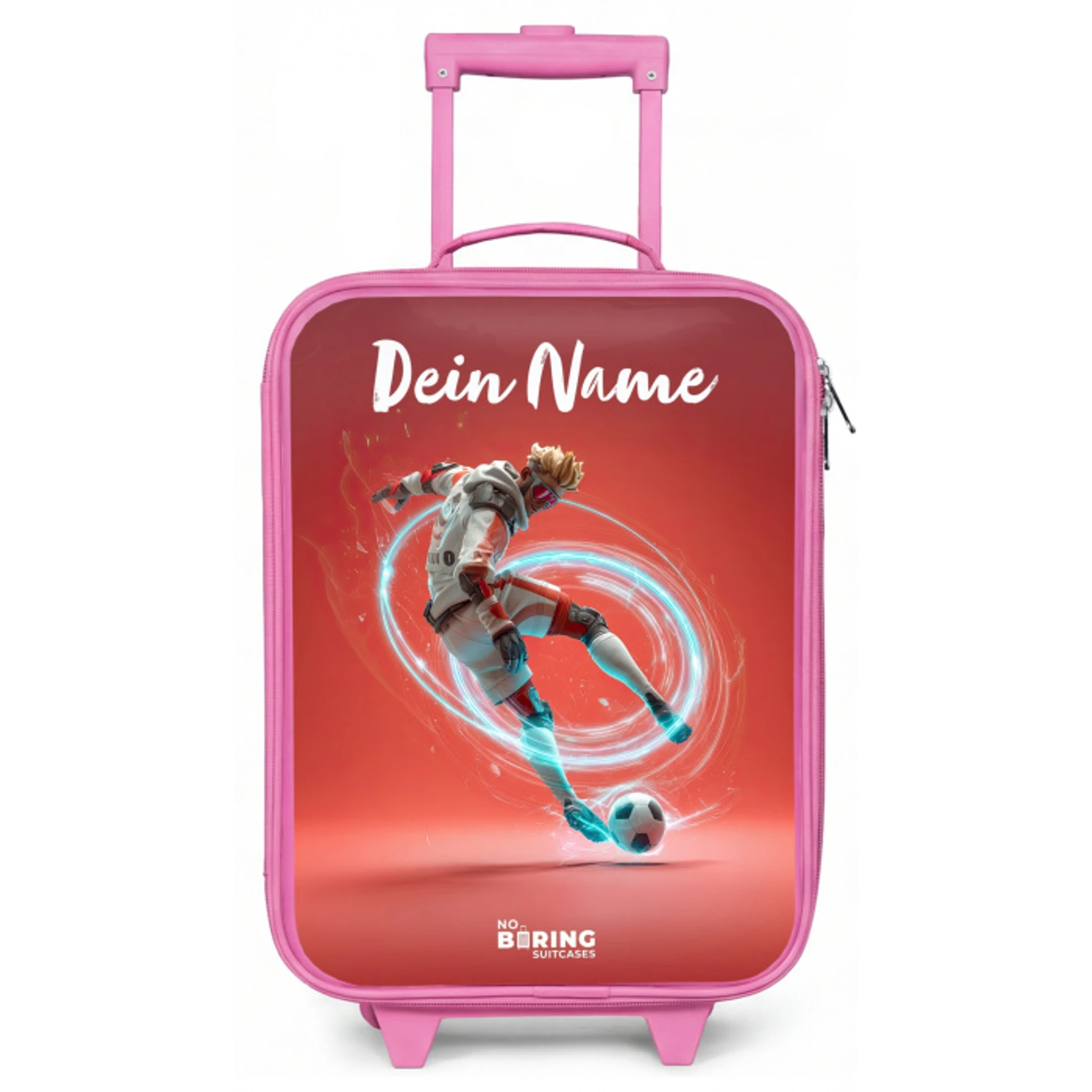 Voetballer - Bal - Lichtcirkel - Rood Kinderkoffer - Roze klein -zz3dotto