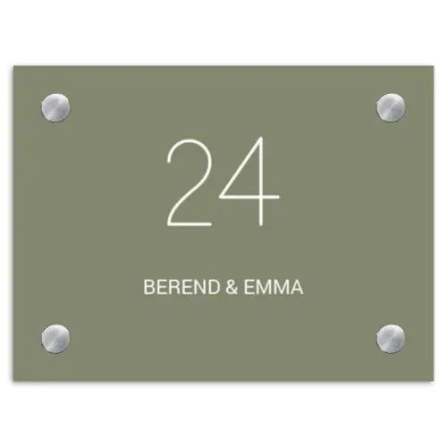Olijfgroen - Klassiek Naambord Rechthoek middel -3d