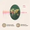 Wereldkaart - Groen - Goud Akoestische PET Vilt - Rond klein -USP_NL