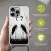 Kraanvogels - Gras - Hartvorm - Zwart Hoesje iPhone 16 Pro Max met koord klein -sfeer2_NL