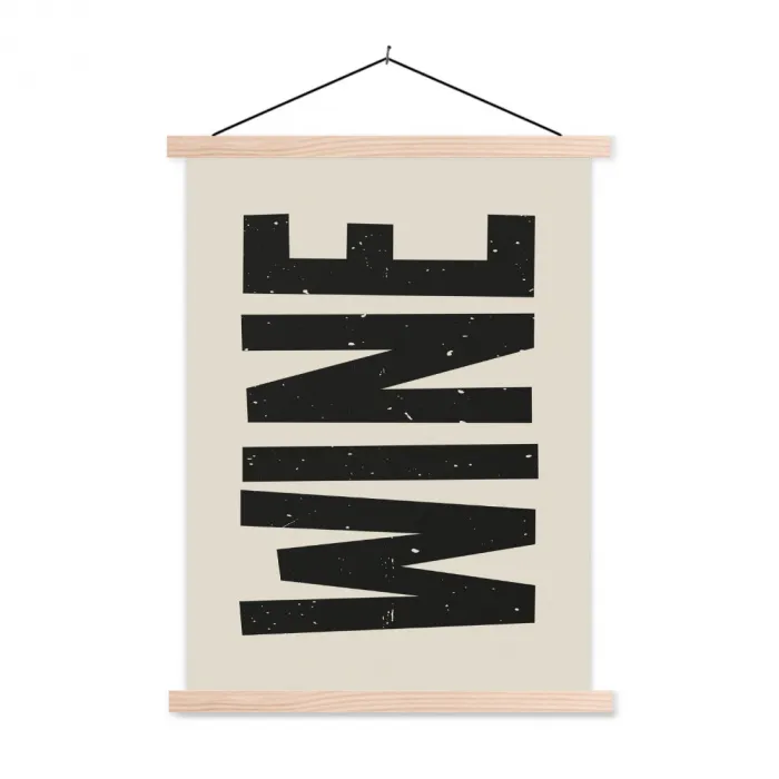 Zwart - Wijn - Decoratie - Vintage textielposter latten blank klein -3d