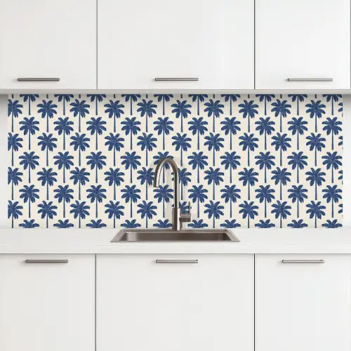 Symmetrisch - Palm - Blauw keuken achterwand 2 middel 871 -3d