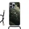 Blad - Groen - Nerven - Regendruppels Hoesje iPhone 16 Pro Max met koord klein -3d
