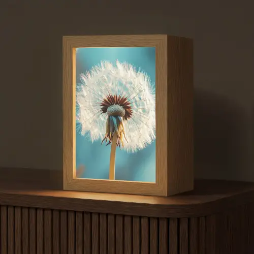 Paardenbloem - Natuur - Bloemen - Blauw Light Box met kabel (Tafellamp) klein -z3d_website